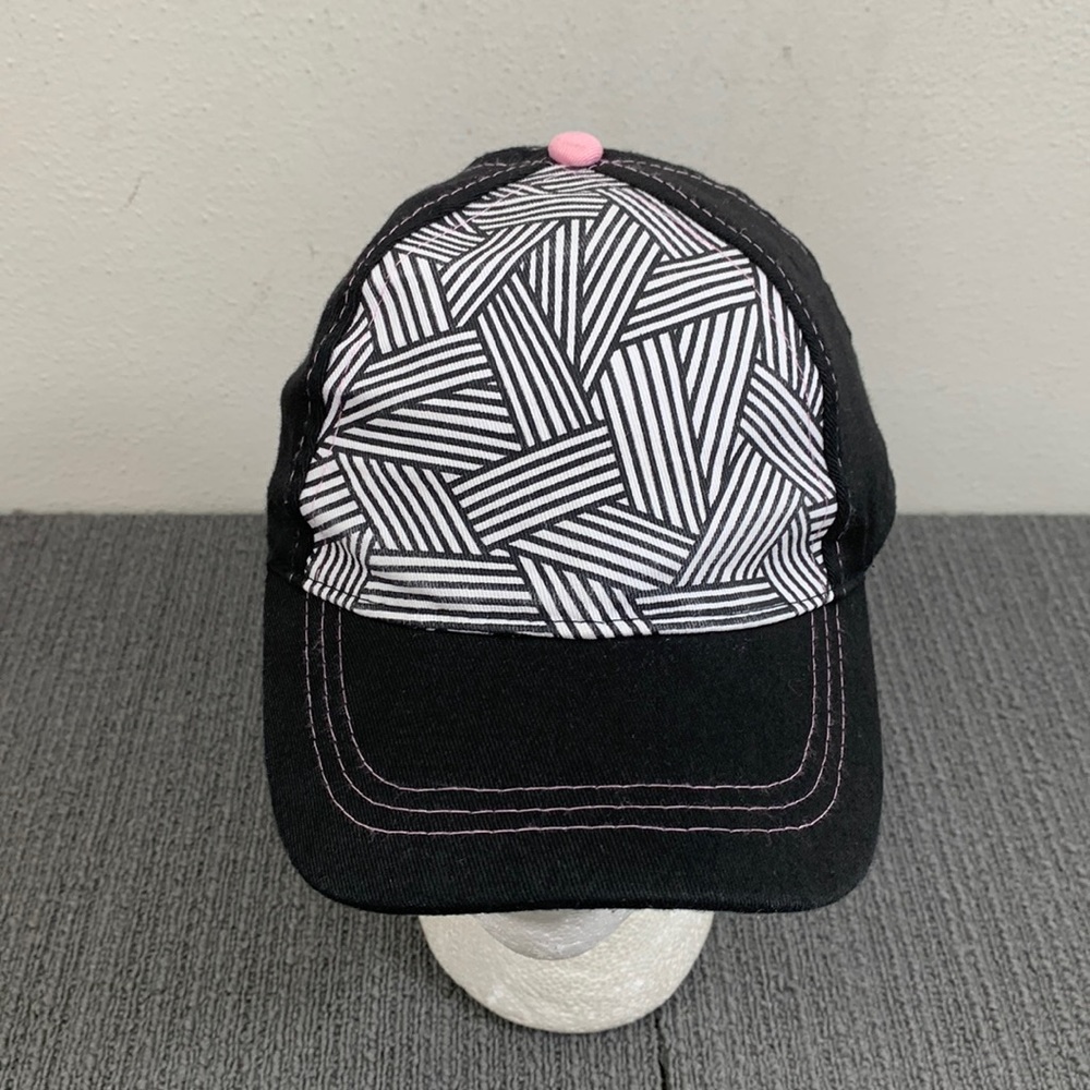 Baseball Hat Unisex Kids Adjustable Black White Pink Geometric Strapback Cap